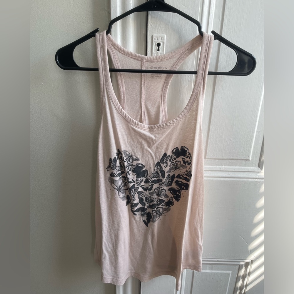 Pink Yoga Tank with Butterfly Print